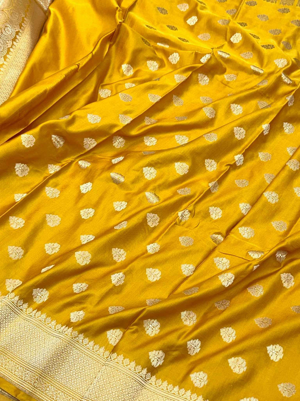 Black Pure Satin Silk Soft Drape Handwoven Banarasi Saree