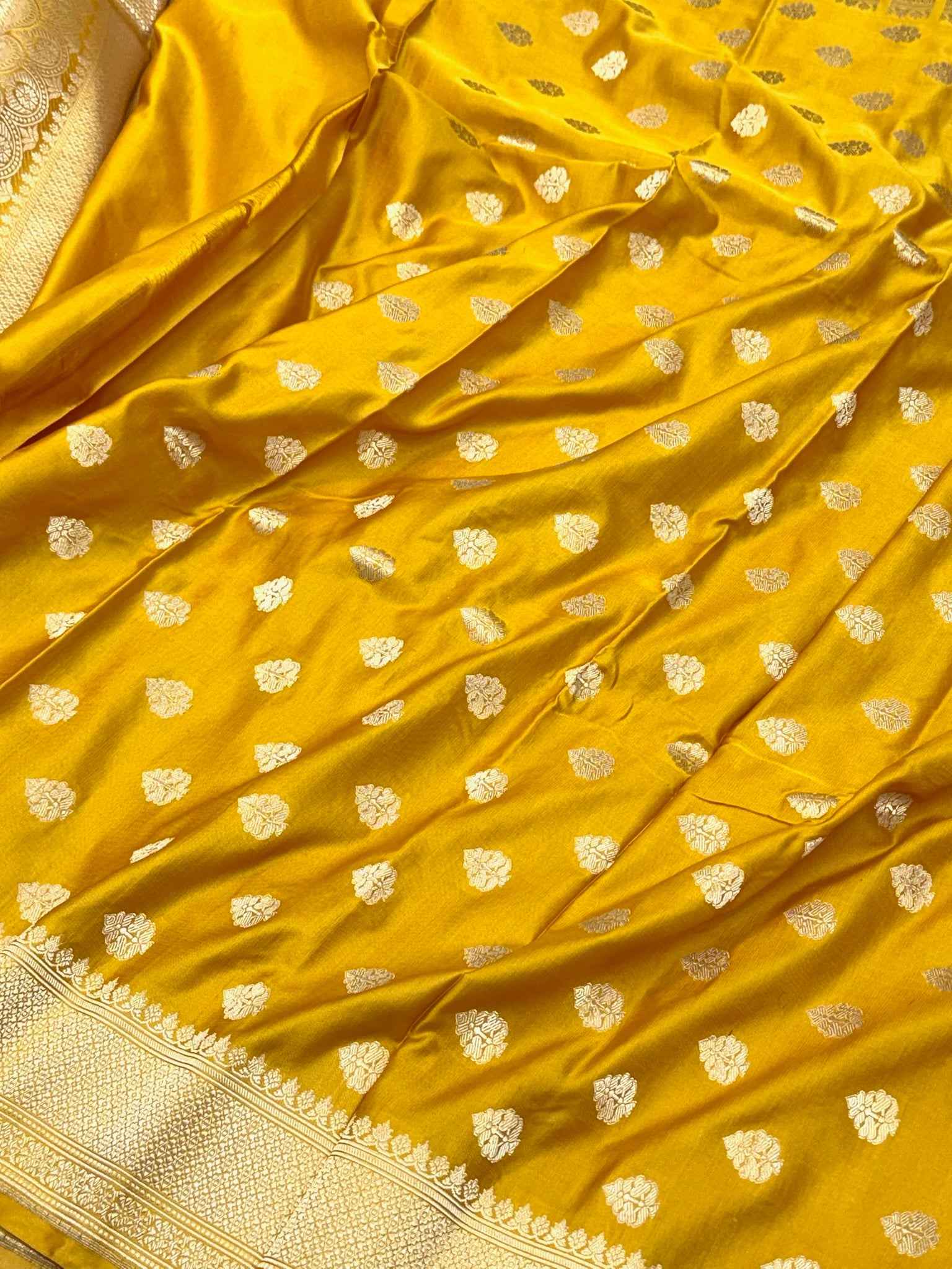 Black Pure Satin Silk Soft Drape Handwoven Banarasi Saree