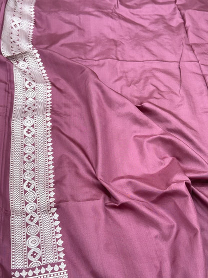 Purple Wine Pure Mulberry Katan Silk Ektara Handwoven Banarasi Saree - Kadhwa Weave