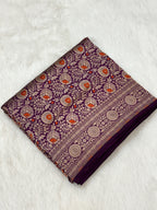 Purple Magenta Pure Silk Handloom Banarasi Brocade Saree