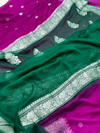 Magenta Pure Chiffon Georgette Handwoven Saree
