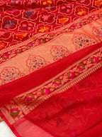 Red Ektara Weave Handloom Jamdani Saree