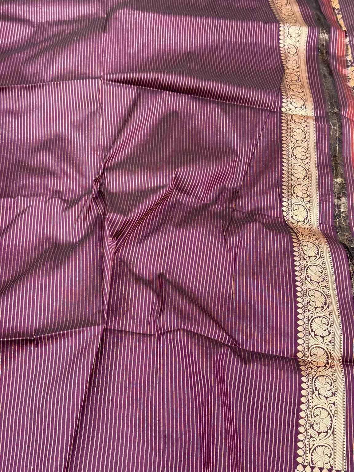 Wine Pure Katan Silk & Pure Mulberry Silk Banarasi Saree - Handcrafted Luxury Handloom Saree