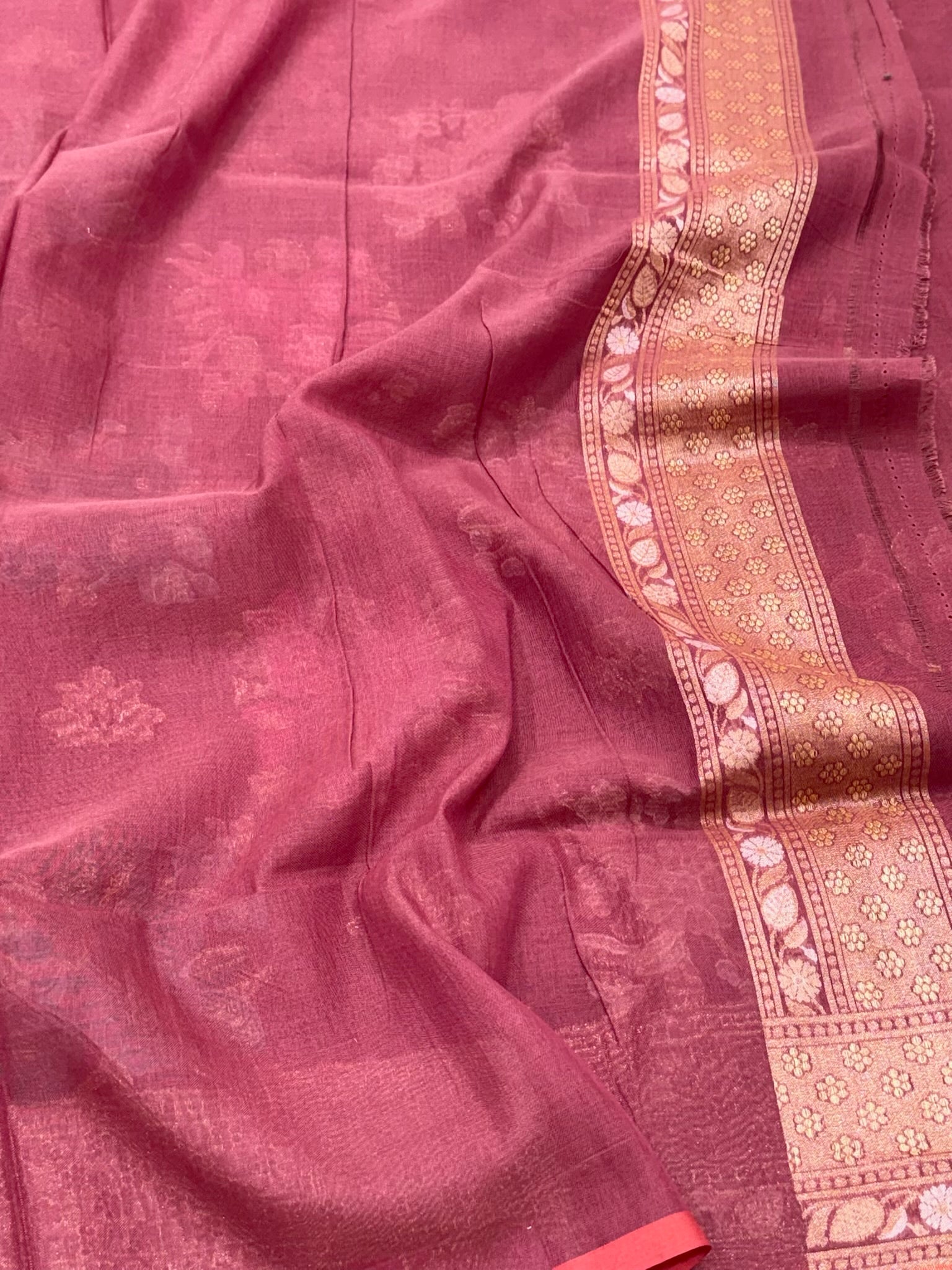 Wine Pure Muslin Cotton Jamdani Handloom Banarasi Saree Lightweight Saree With Ektara Weave