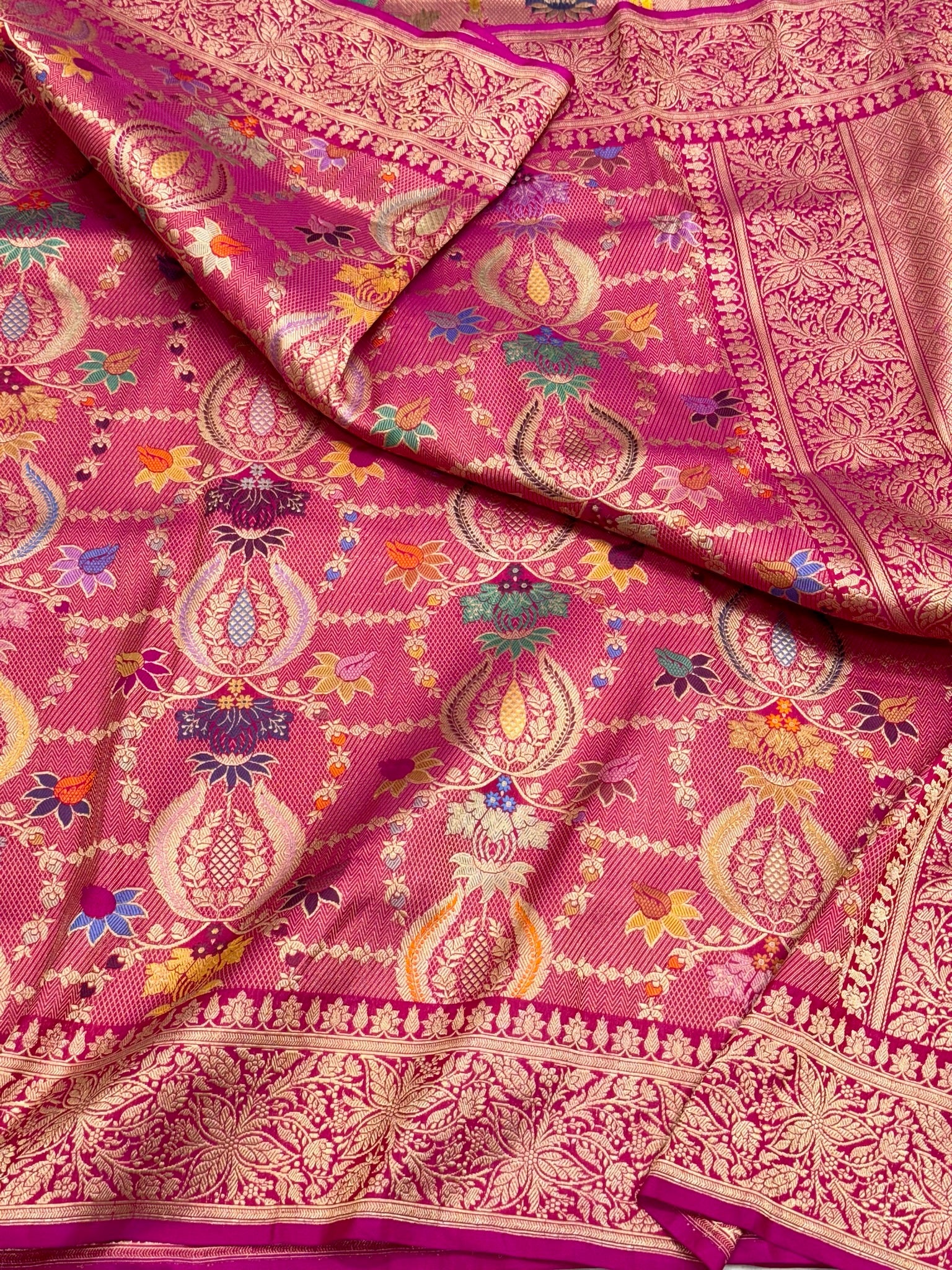 Pink Pure Mulberry Katan Silk Handwoven Banarasi Saree |Brocade|