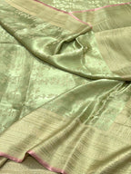 Green Mashru Satin Silk Handwoven Banarasi Saree
