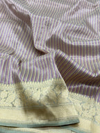 Ivory Pure Katan Tissue Handwoven Banarasi Saree