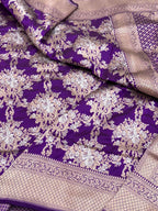 Purple Katan Silk Pure Handwoven Saree