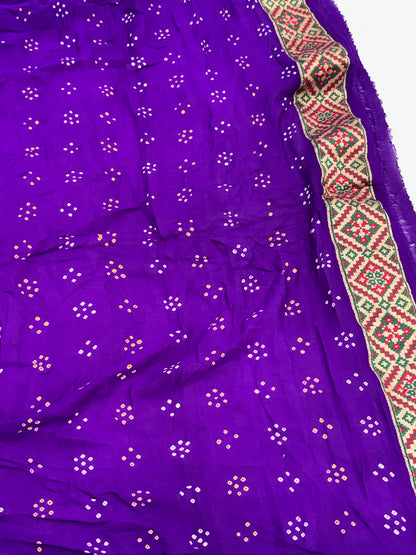Purple Pure Chiffon Khaddi Georgette Banarasi Bandhej Handwoven Saree