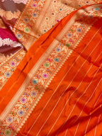 Orange Pure Katan Silk Rangkaat Saree