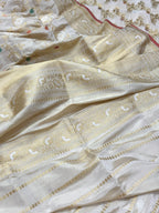 Ivory Katan Tissue Silk Pure Handwoven Saree