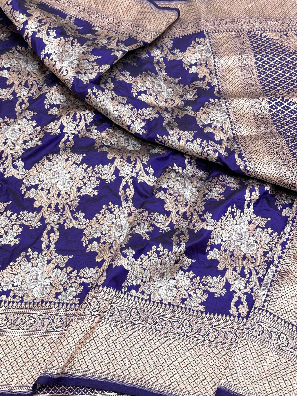 Blue Pure Katan Silk Banarasi Handloom Saree