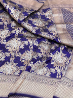 Blue Pure Katan Silk Banarasi Handloom Saree