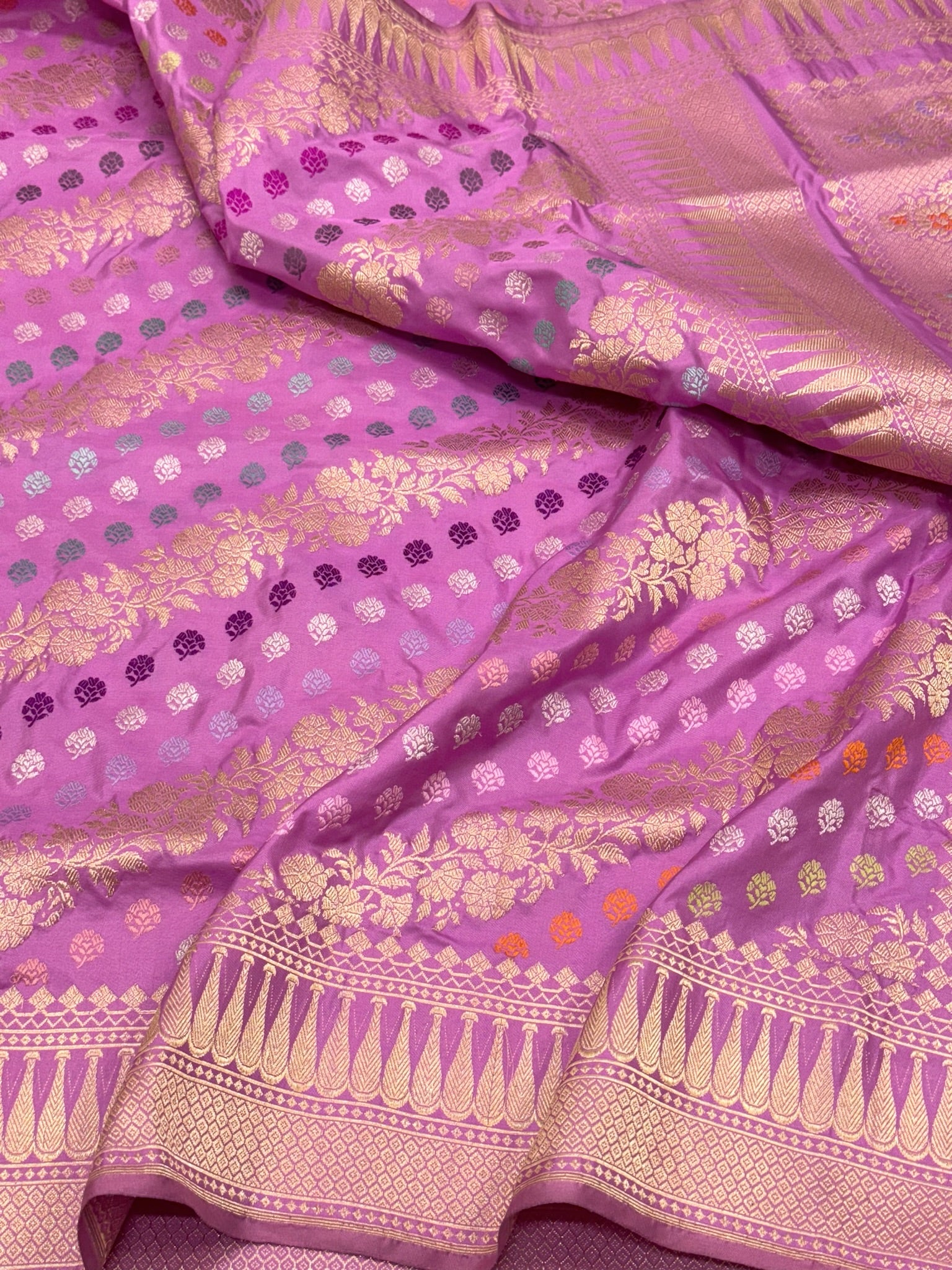 Mauve Pink Pure Katan Silk Banarasi Handwoven Saree