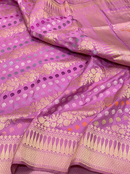 Sky Blue Pure Katan Silk Banarasi Handwoven Saree