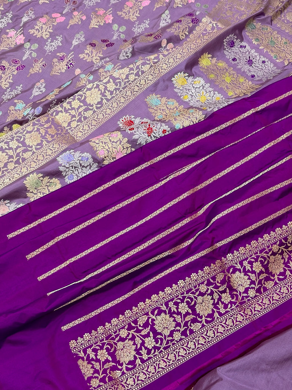 Lavender Pure Katan Silk Handwoven Saree