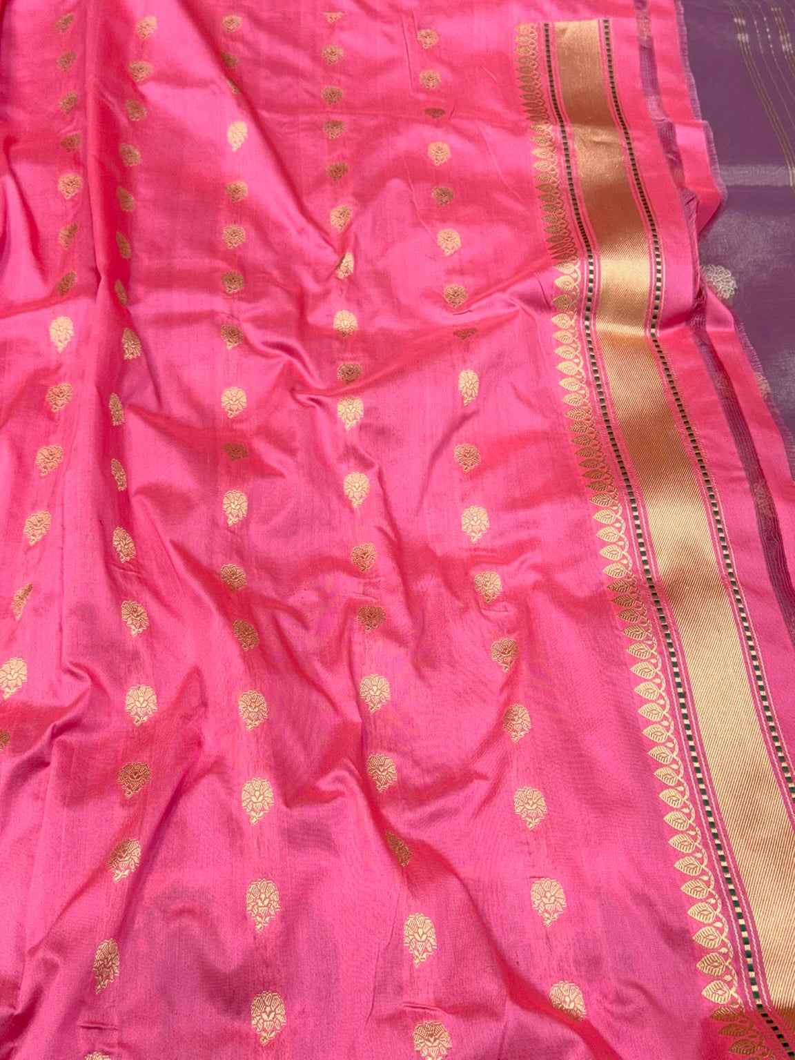 Lilac Pink Pure Kora Silk & Pure Tissue Silk - Handwoven ( Kadhwa ) Modern Banarasi Saree