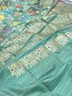 Sea Green Katan Silk Pure Handwoven Saree