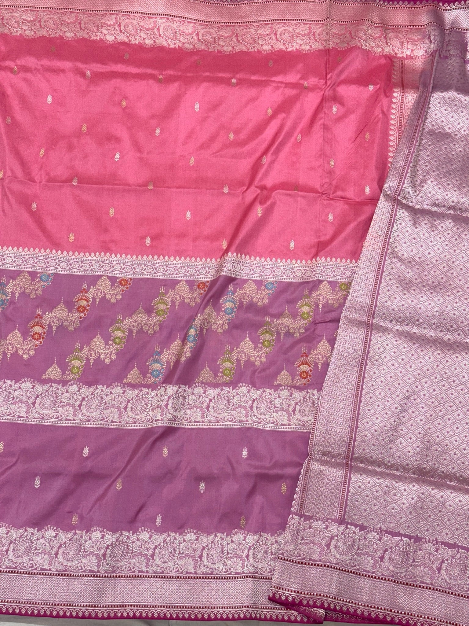 Pink Pure Katan Silk Handwoven Saree