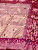 Rose Gold Pure Kora Tissue Silk Handwoven Banarasi Saree