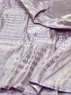 Beige Pure Satin Silk Handwoven Soft Drape Banarasi Saree