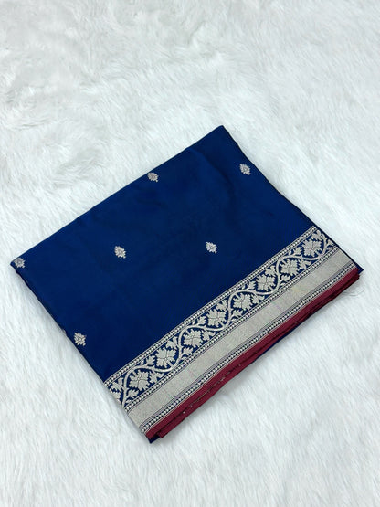 Blue Pure Katan Silk Handwoven Banarasi Saree |Ektara Weave|