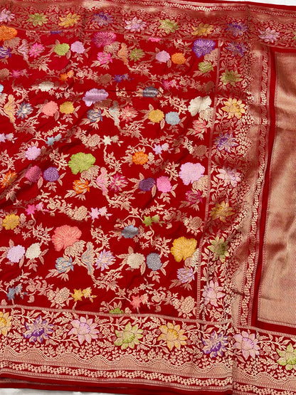 Red Exclusive Premium Banarasi Luxury Saree | Pure Double Katan Mulberry Silk - Kadhwa Technique Handwoven Saree | New Era Of Elegance