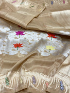Molten Gold Pure Katan Silk & Pure Tissue Silk Handwoven | Kadhwa Technique | Contemporary Banarasi Modern Saree