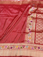 Red Pure Katan Silk Handwoven Banarasi Saree-Kadhuwa Weave