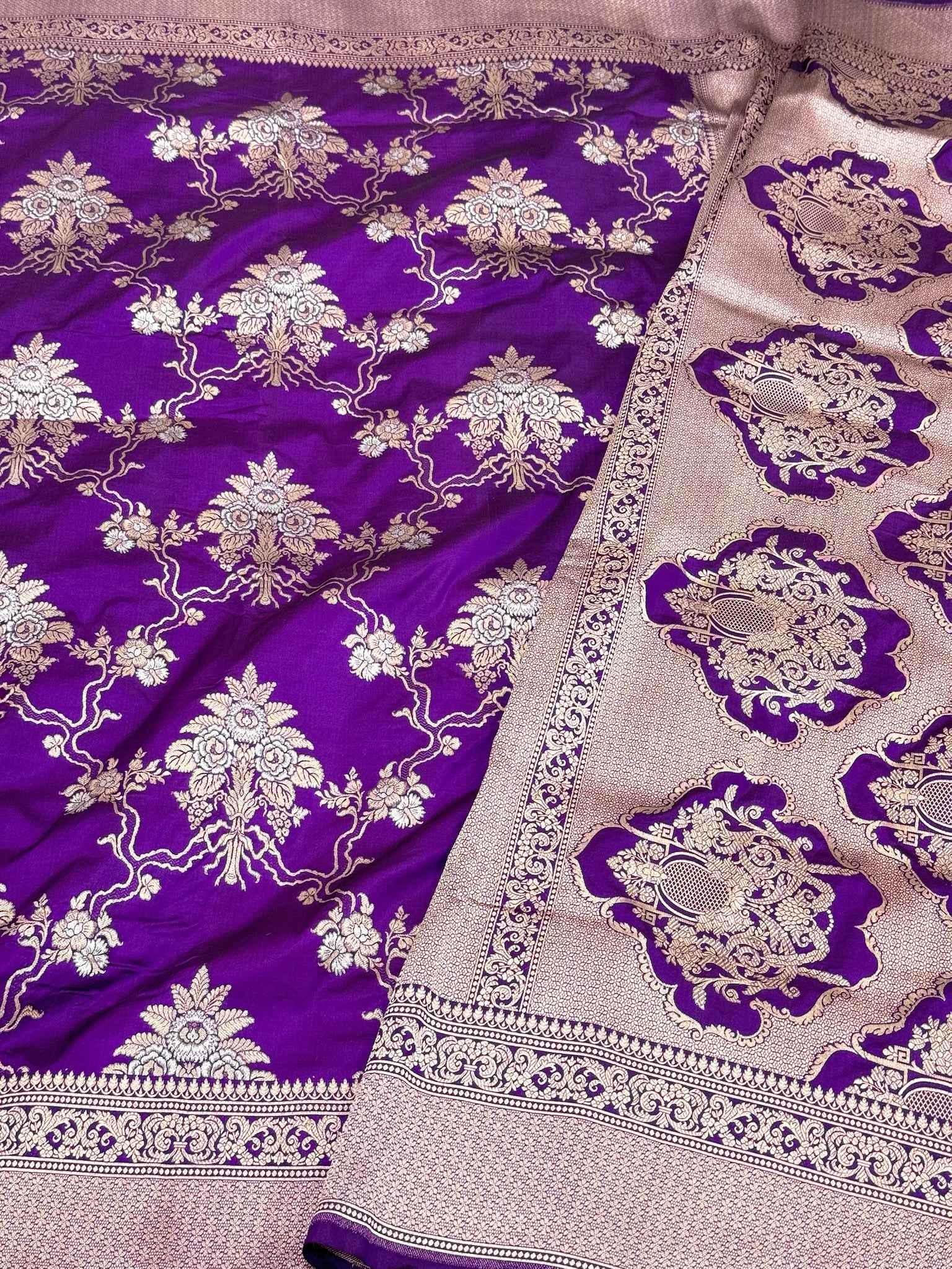 Purple Pure Silk Handwoven Banarasi Saree
