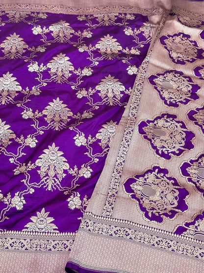 Purple Pure Silk Handwoven Banarasi Saree