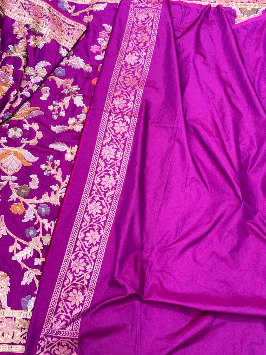 Purple Pure Katan Silk Contemporary Jamdani Handloom Banarasi Saree- Ektara Weave