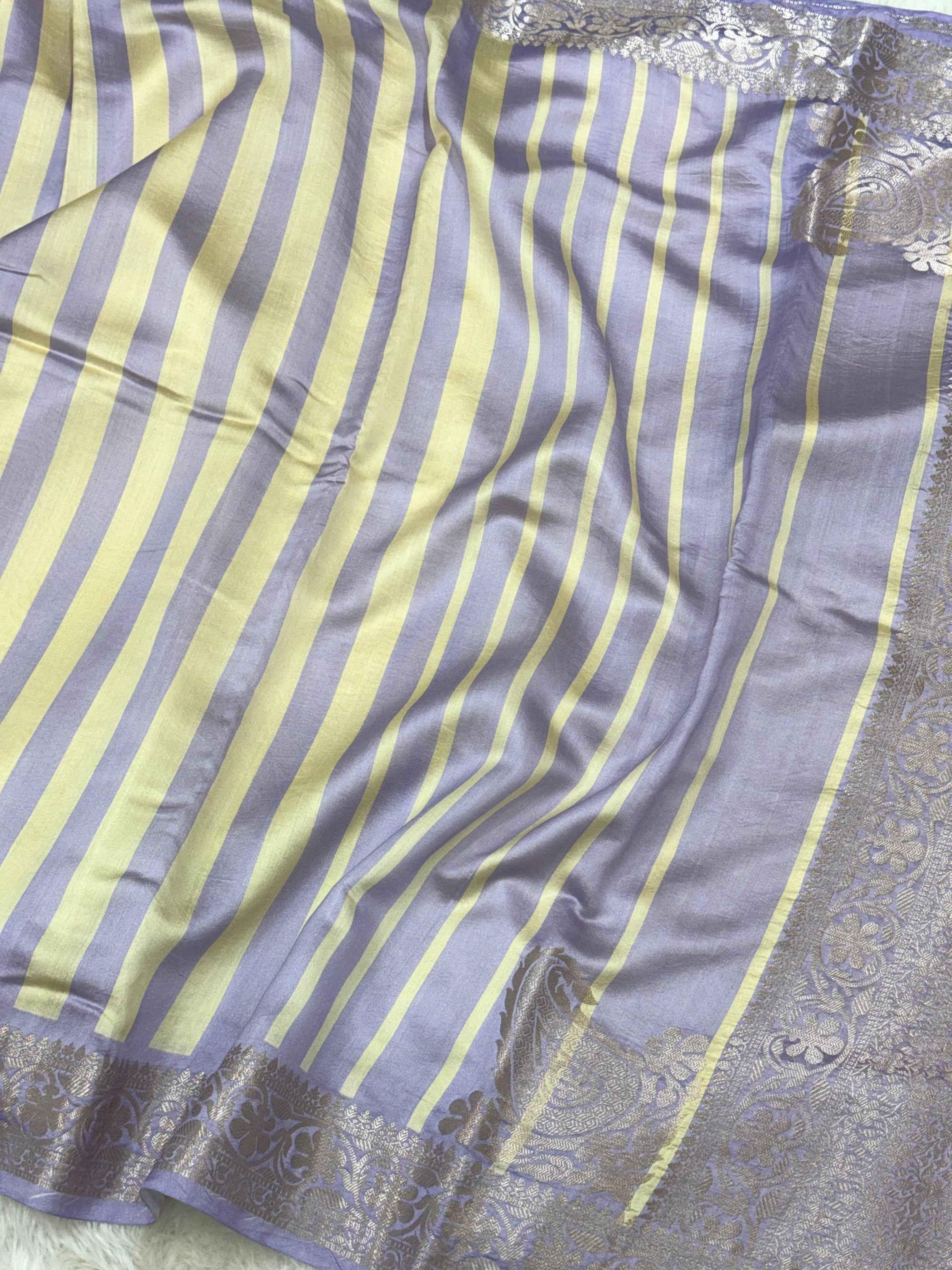 Lavender Pure Mulberry Chiniya Silk Lightweight Contemporary Saree