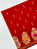 Red Pure Katan Silk Handwoven Saree