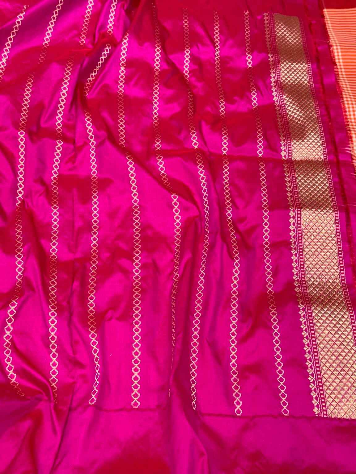 Orange Pure Katan Silk Handwoven Banarasi Saree - Pure Mulberry Silk | Kadhwa Technique | Contemporary Banarasi Saree