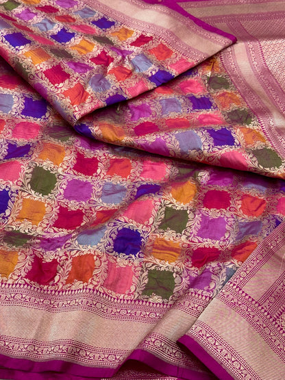 Rani Pink Rangkaat Handloom Banarasi Saree - Pure Katan Mulberry Silk Authentic Banarasi Saree