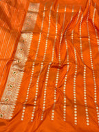 Orange Pure Katan Silk Rangkaat Handwoven Saree