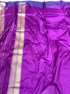 Purple Pure Mulberry Katan Silk Handwoven Banarasi Saree