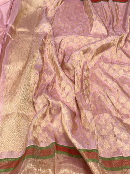 Powder Pink Pure Mulberry Katan Silk Handwoven Banarasi Saree - Where Tradition Meets Modern Grace