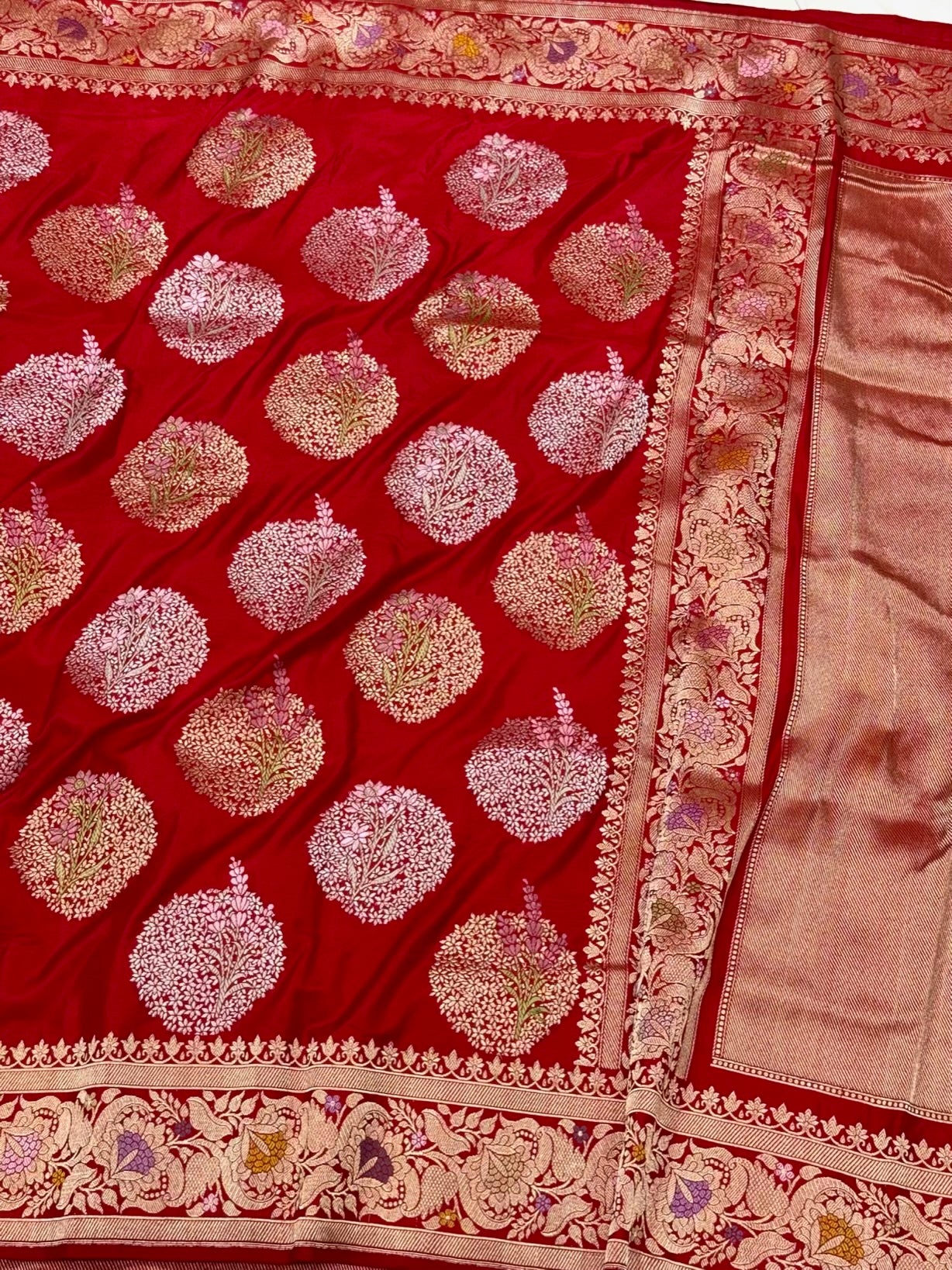 Red Pure Mulberry Double Katan Silk Handwoven Banarasi Premium Saree