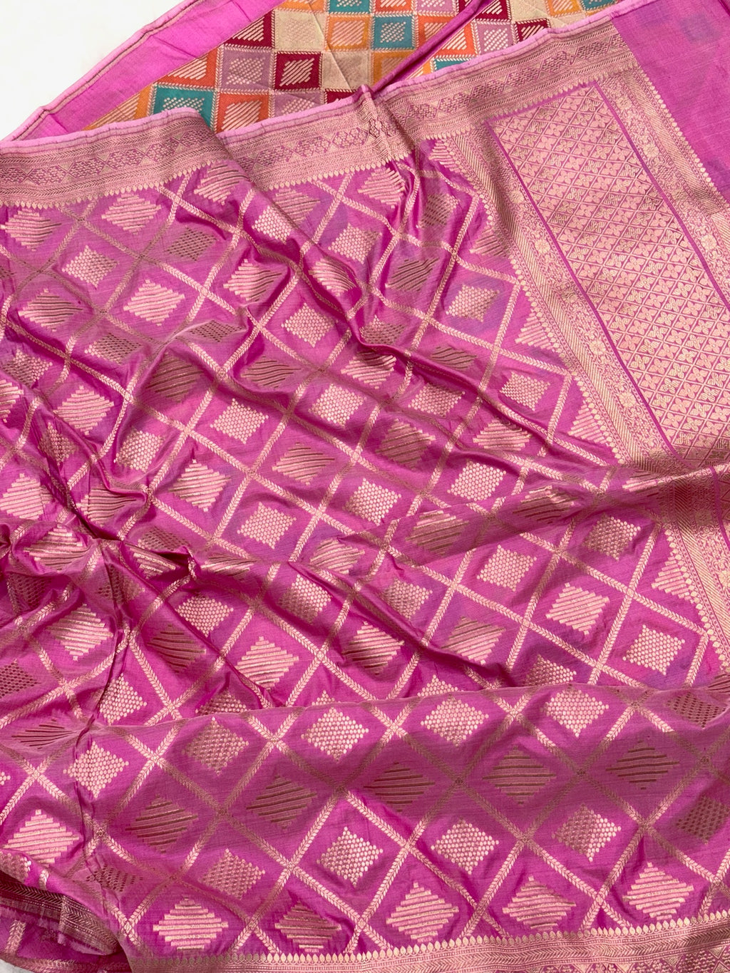 Pink Katan Silk Rangkaat Pure Handwoven Lahenga