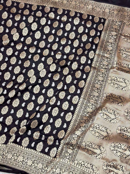 Goldish Pink Pure Katan Silk Handwoven Banarasi Saree