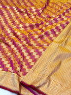 Red Pure Satin Silk Handwoven Banarasi Saree