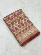 Peach Ektara Tissue Handloom Saree