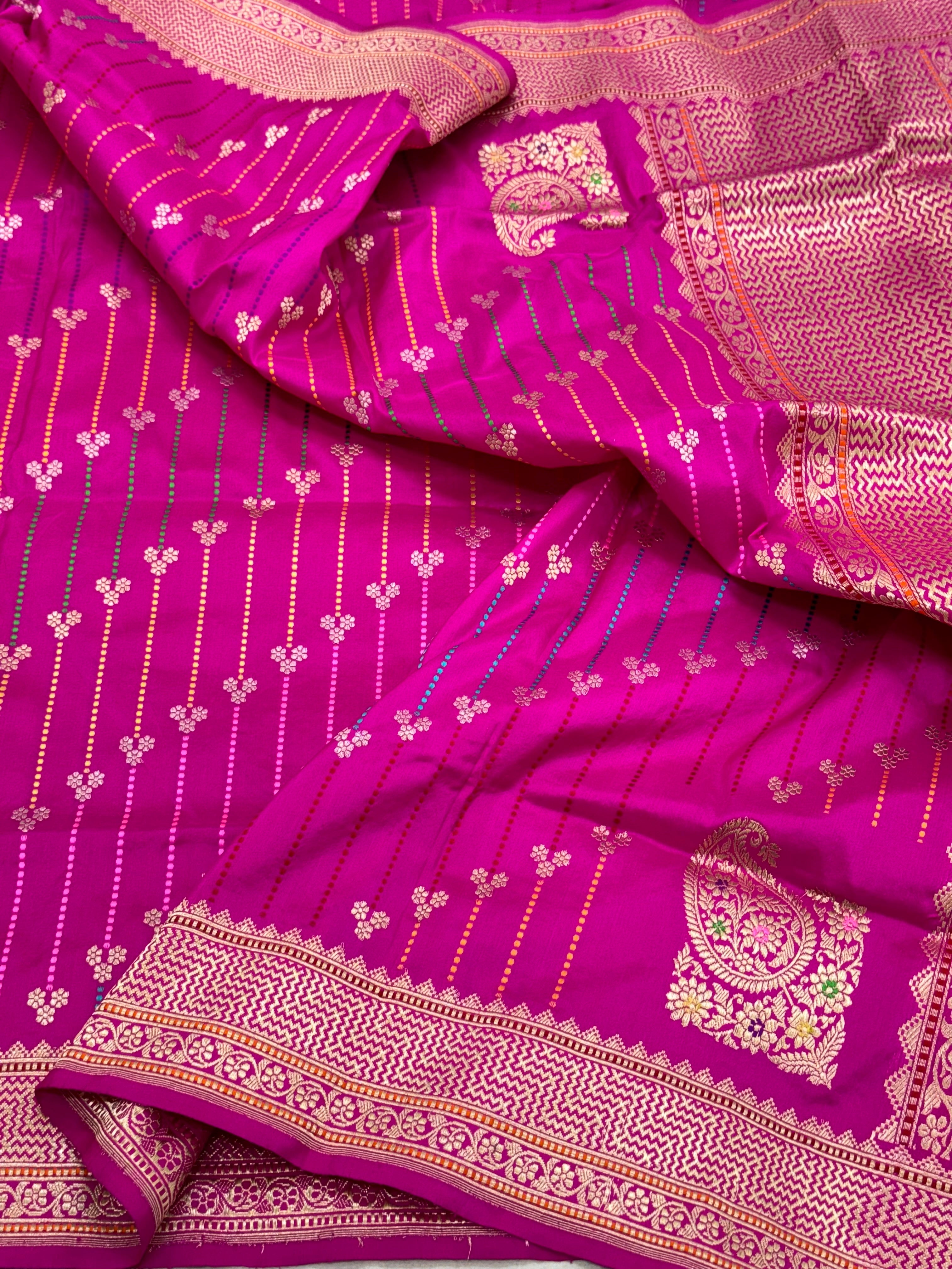 Pink Pure Katan Silk Handwoven Banarasi Dupatta