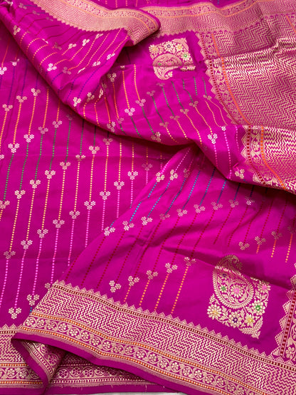 Pink Pure Katan Silk Handwoven Banarasi Dupatta |kadhuwa|