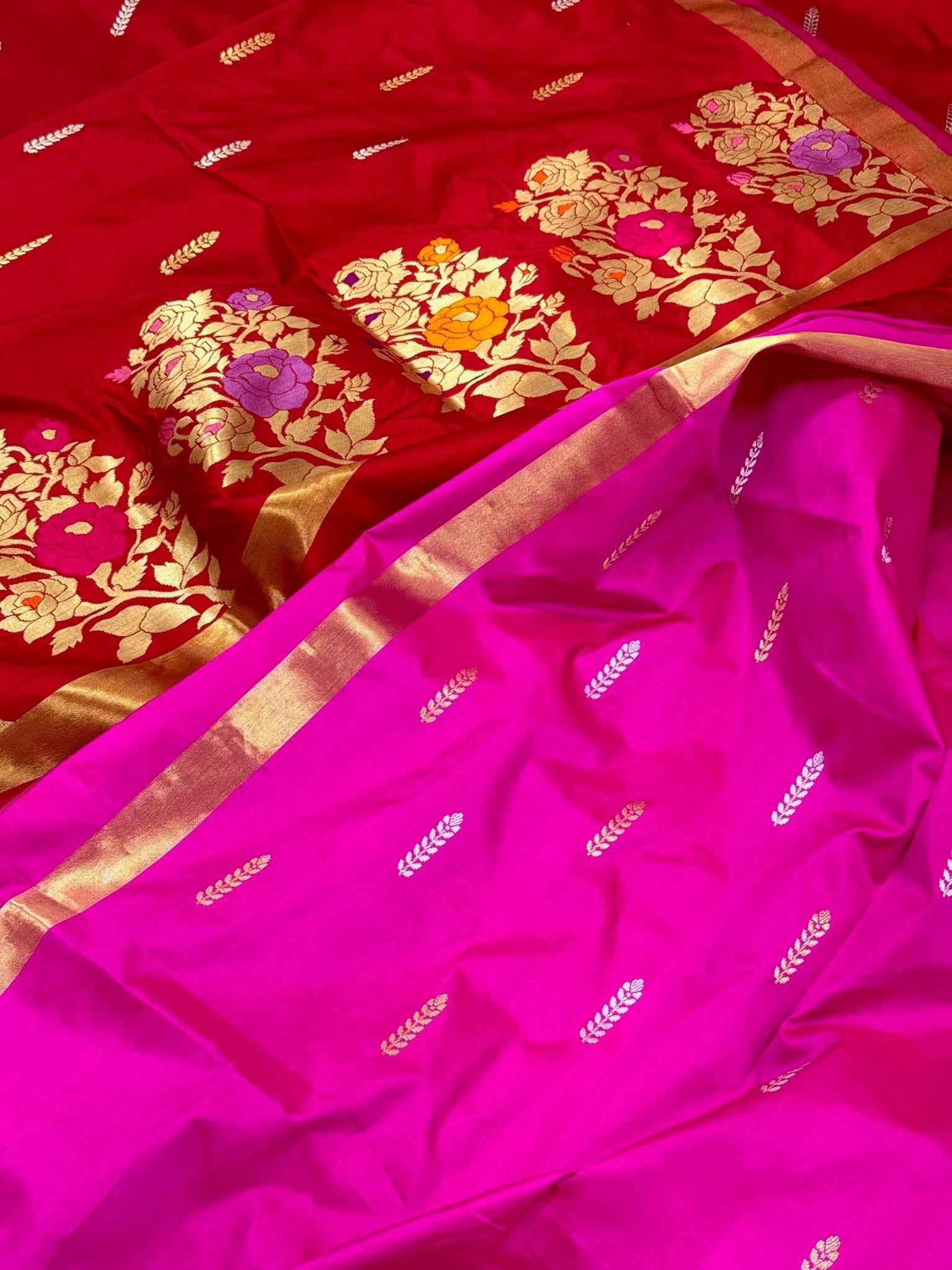 Red Pure Katan Silk Handwoven Saree