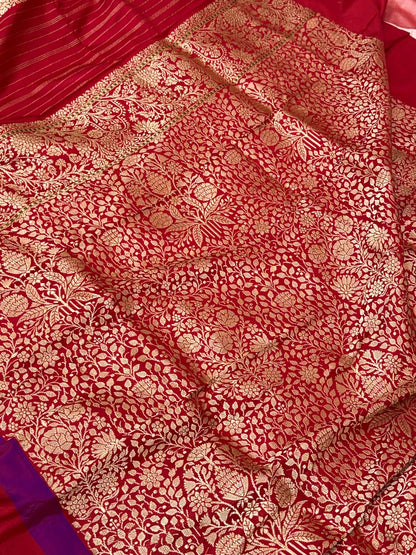 Powder Pink Pure Katan Mulberry Silk Handwoven Banarasi Saree - The Statement Six Yards