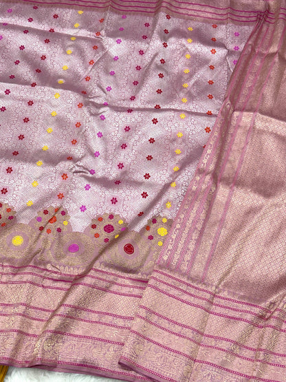 Mauve Pink Pure Mulberry Katan Silk Handwoven Banarasi Saree |Brocade|