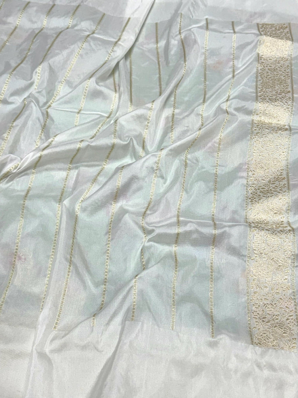 Aqua Green Pure Kora Silk Handwoven Lightweight Banarasi Saree